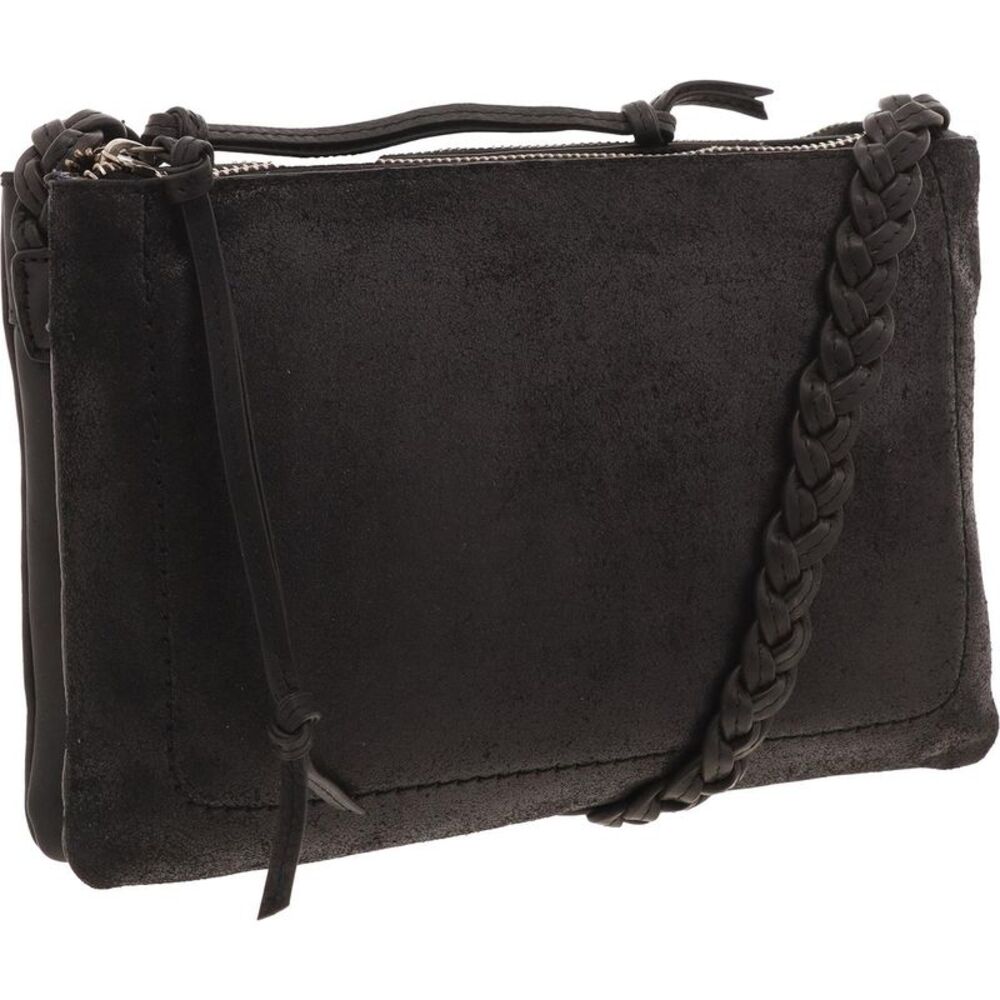Lucky Brand Womens Black Distressed Faux Suede Crossbody Handbag NWT - Picture 3 of 3
